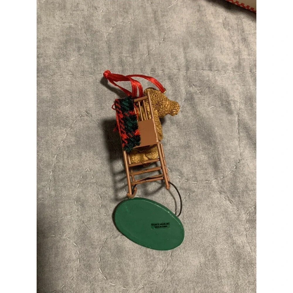 Vtg Ornament Merry Christmas Grandma & Grandpa Kurt S. Adler Rocking Chair Bear